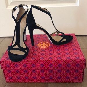 Tory Burch high heel black suede sandals